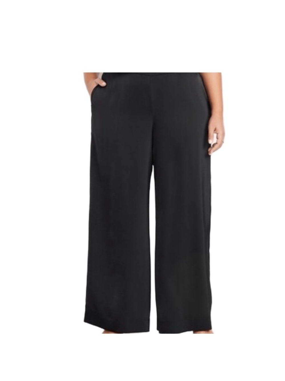 Wide-Leg Satin Black Pants